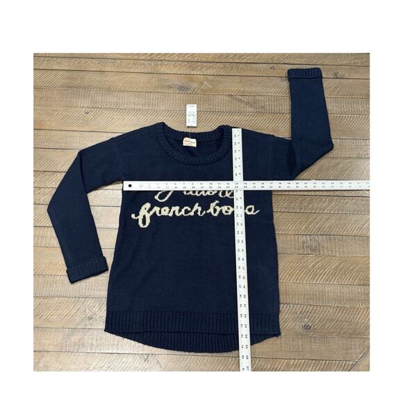 Black Poppy “J'ADORE FRENCH BOYS” Navy Blue Sweater NWT - Size S - Picture 4 of 7